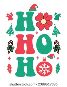 Ho Ho Ho Christmas Svg,Retro, Merry Christmas T-shirts, Funny Christmas Quotes, Holiday T-shirt, Typography, Sweatshirt svg