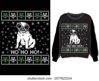 
Ho ho ho ho ho. Suéter de Navidad, sudadera, plantilla de diseño de camisetas