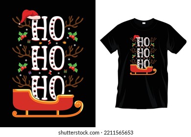 HO HO HO. Christmas typography t shirt design.