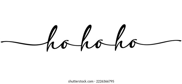 HO HO HO - Christmas word Continuous one line calligraphy. Minimalistic handwriting with white background