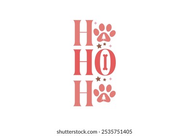 Ho ho ho Funny Christmas Dog Saying Typography T shirt design