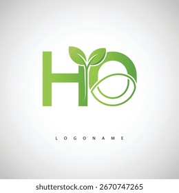 Logotipo de la hoja verde de la OMS - monograma ecológico mínimo para la marca orgánica y el diseño sostenible de la identidad