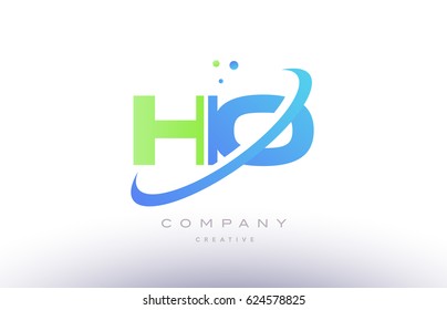 ho h o alphabet green blue swoosh letter company logo vector icon design template