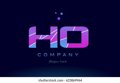 ho h o  creative color blue background pink purple magenta alphabet letter company logo vector icon