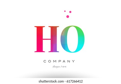 HO H O creative rainbow colors colored artistic alphabet company letter logo design vector icon template