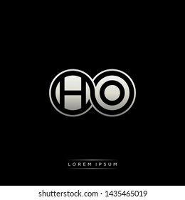 HO H O initial letter linked circle capital monogram logo modern template silver color edition