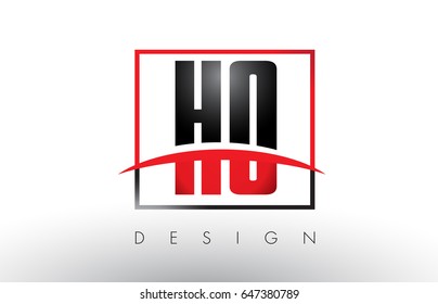 HO H O Logo Letters with Red and Black Colors and Swoosh. Creative Letter Design Vector.