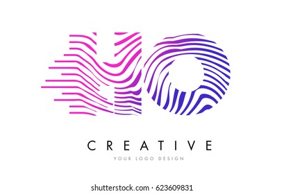 HO H O Zebra Letter Logo Design with Black and White Stripes Vector