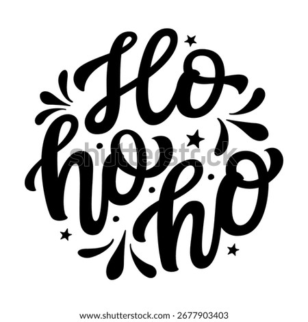 Ho ho ho. Hand lettering quote in a round shape isolated on white background. Vector typography for posters, cards, holiday decor, Christmas ornaments