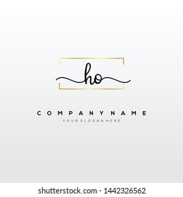 HO handwriting initial logo template vector.