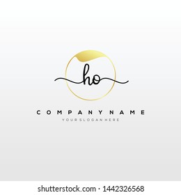 HO handwriting initial logo template vector.
