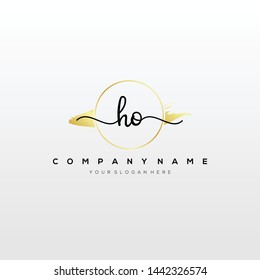 HO handwriting initial logo template vector.