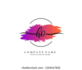 HO handwriting initial  logo vector
