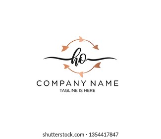 HO handwriting initial  logo vector