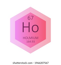 Ho Holmium Chemical Element Periodic Table. Hexagon gradient vector illustration, simple clean style Icon with molar mass and atomic number for Lab, science or chemistry education.