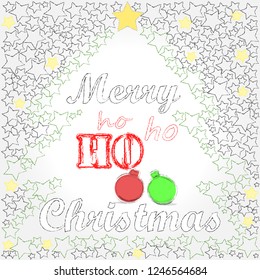 Ho ho hoMerry Christmas and Happy New Year.Holiday scene with Christmas balls and decorations.Happy Holidays.