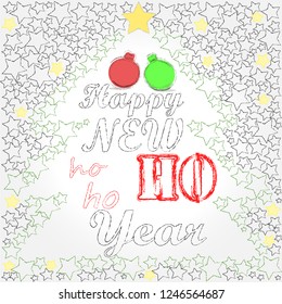 Ho ho hoMerry Christmas and Happy New Year.Holiday scene with Christmas balls and decorations.Happy Holidays.