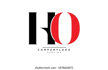 Diseño del logotipo del alfabeto de texto del icono del HO