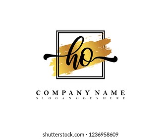 HO Initial handwriting logo concept