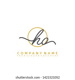 HO Initial handwriting logo concept