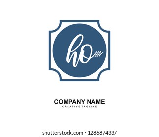 HO Initial Handwriting Logo Template Vector