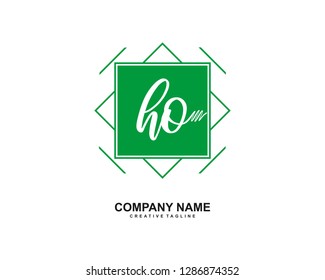 HO Initial Handwriting Logo Template Vector