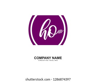 HO Initial Handwriting Logo Template Vector