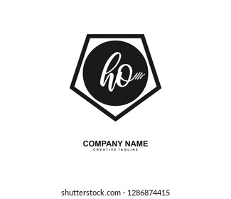 HO Initial Handwriting Logo Template Vector