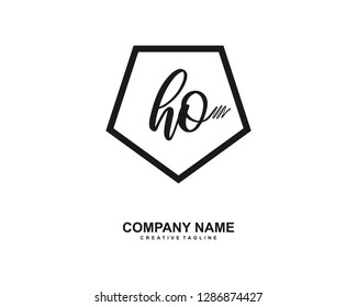 HO Initial Handwriting Logo Template Vector