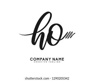 HO Initial Handwriting Logo Template Vector