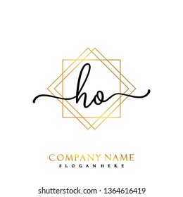 HO Initial Handwriting logo template vector