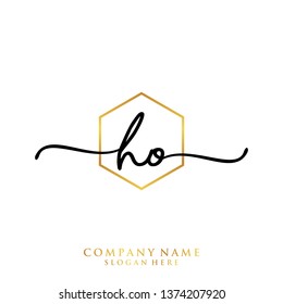 HO Initial handwriting logo template