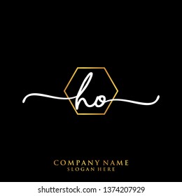 HO Initial handwriting logo template