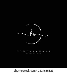 HO initial handwriting logo template vector
