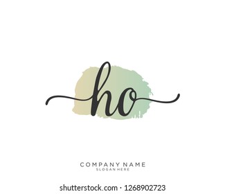 HO Initial handwriting logo vector