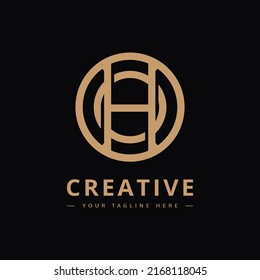 HO initial letter logo with circle frame. initial logo symbol HO design template