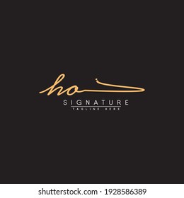 Logotipo de la carta inicial de HO - Logotipo de estilo de firma dibujado a mano
