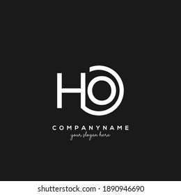 HO Initial letter logo in round white monogram circle on black background