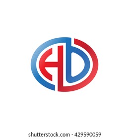 HO initial letters looping linked ellipse logo red blue