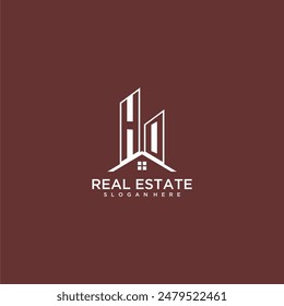HO initial monogram building and roof logo for real estate