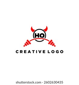 HO initial monogram for fitnes or gym logo with devil style design