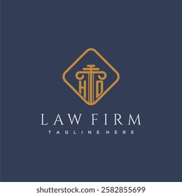 HO initial monogram logo for lawfirm with pillar in creative square design