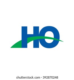 HO initial overlapping swoosh letter logo blue green