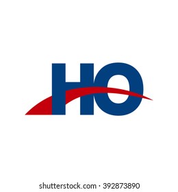 HO initial overlapping swoosh letter logo blue red