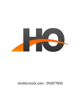 HO initial overlapping swoosh letter logo black orange