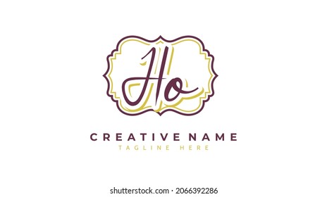 Ho Initials, handwriting logo vector