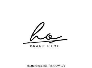 HO letter elegant cursive beauty handwriting logo.
