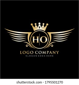 HO Letter Initial with Royal Wing Logo Template.