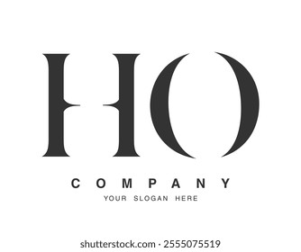 HO logo design. Initial letter h and o serif font style. Creative classic company name typography. Trendy logotype or identity. Vector illustration.