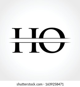 HO Logo Design Vector Template. Initial Linked Letter HO Vector Illustration